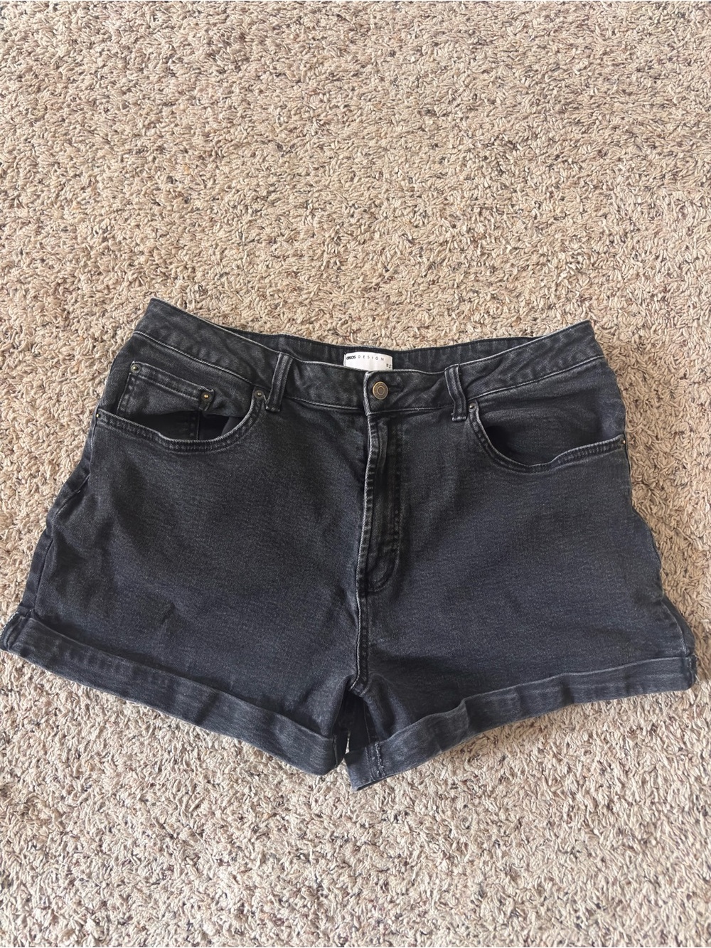 ASOS Black High-Rise Denim Shorts